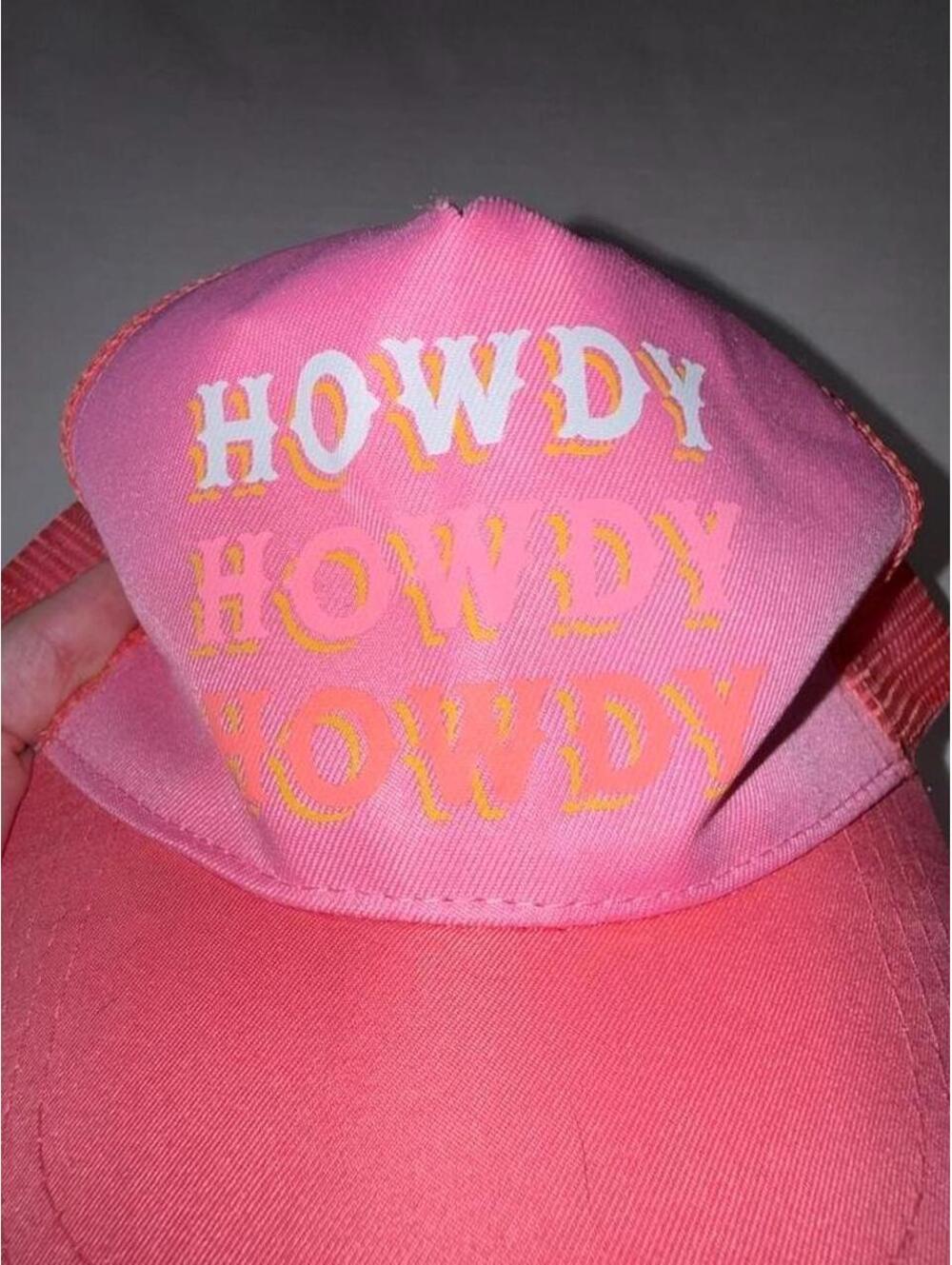 Pink Howdy Trucker Hat Mesh Snapback Cap Western Cowgirl Costume Party Concert